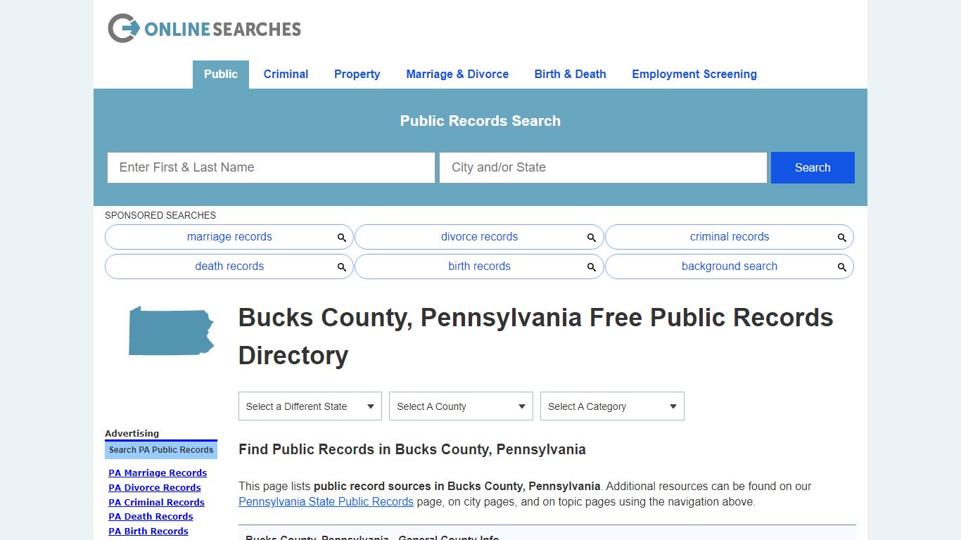 Bucks County, Pennsylvania Public Records Directory